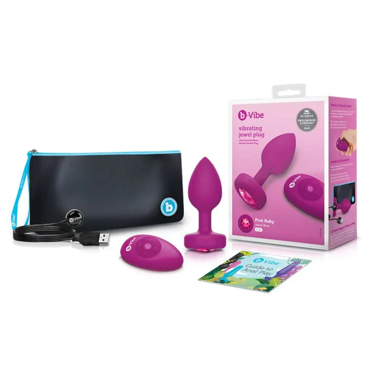 b-Vibe Silicone Vibrating Pink Ruby Jewel Butt Plug S/M - Image 3