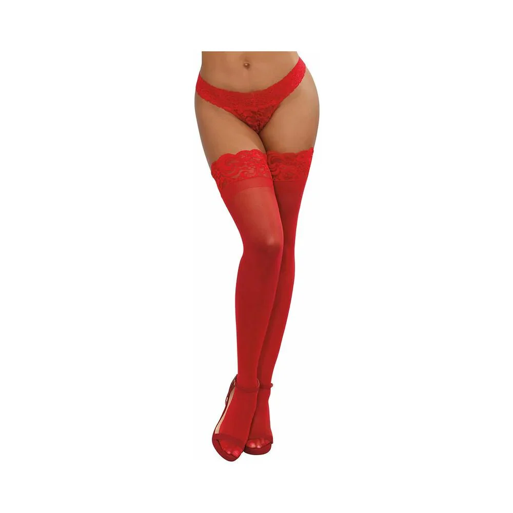 Dreamgirl Neon Pink Sheer Thigh-High Stockings - Image 4