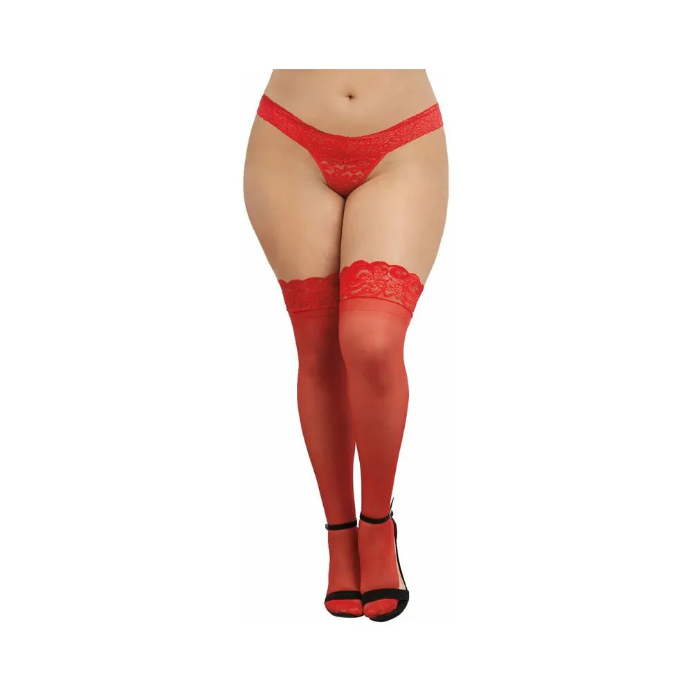 Dreamgirl Plus Size Sheer Thigh-High Stockings - Image 2