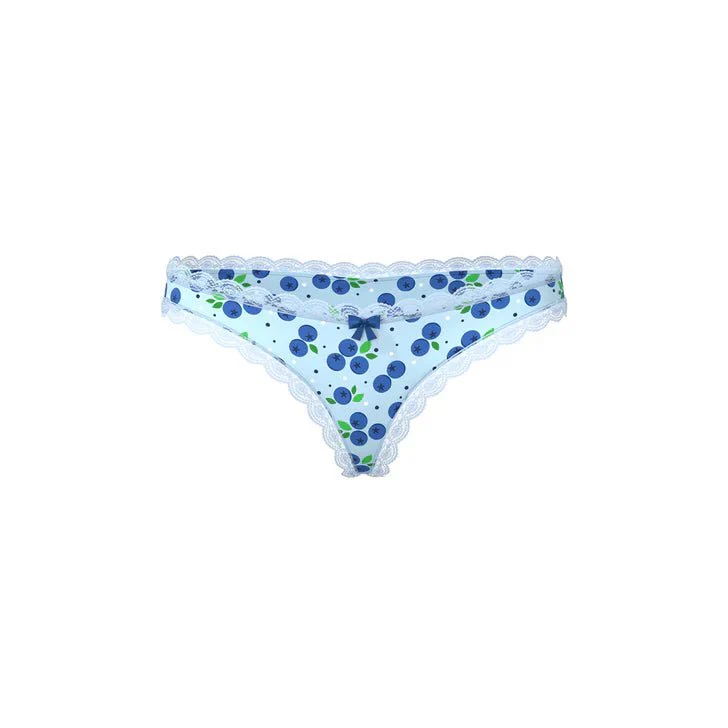 Magic Silk Sweet Treats Blueberry Print Crotchless Thong Panties