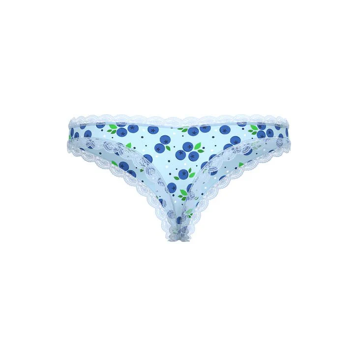 Magic Silk Sweet Treats Blueberry Print Crotchless Thong Panties - Image 2