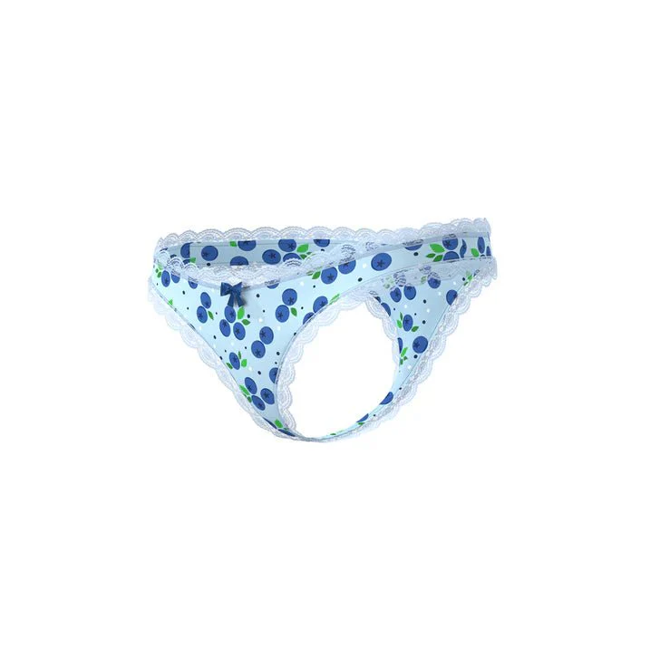 Magic Silk Sweet Treats Blueberry Print Crotchless Thong Panties - Image 3