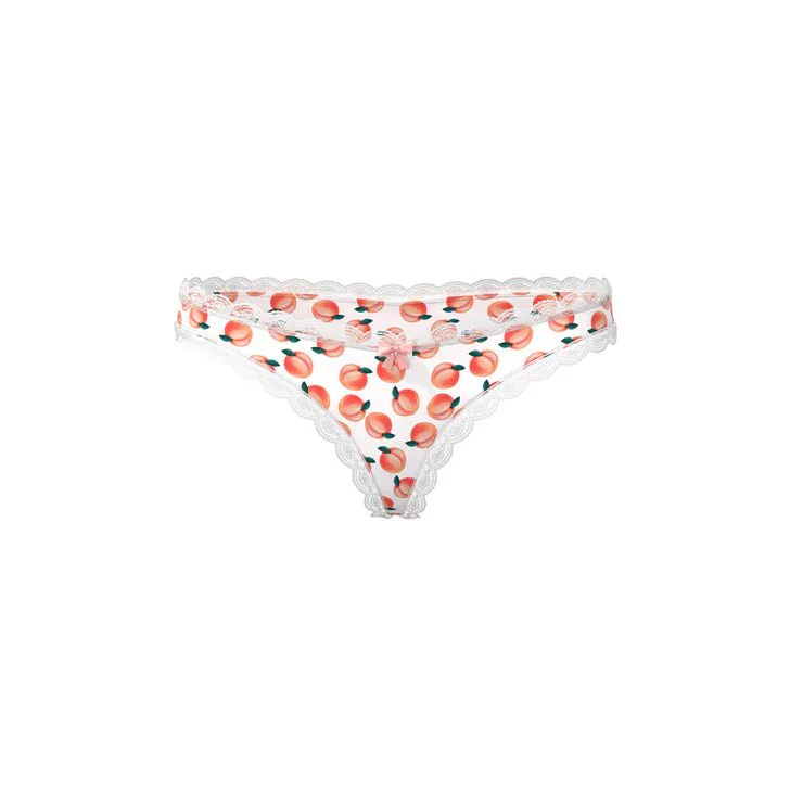 Magic Silk Sweet Treats Peach Print Crotchless Thong Panties