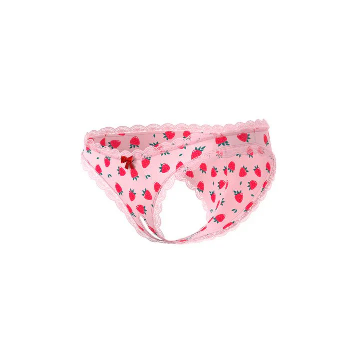Magic Silk Sweet Treats Strawberry Boy Shorts Crotchless Panties - Image 3