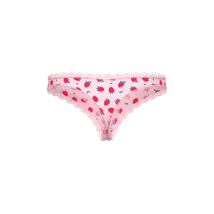 Magic Silk Sweet Treats Strawberry Print Crotchless Thong Panties - Image 2