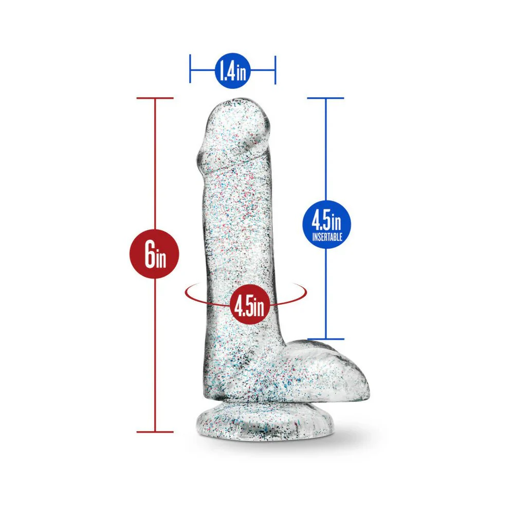 Naturally Yours 6 inch Clear Sparkling Glitter Realistic Dildo with Balls - Image 5
