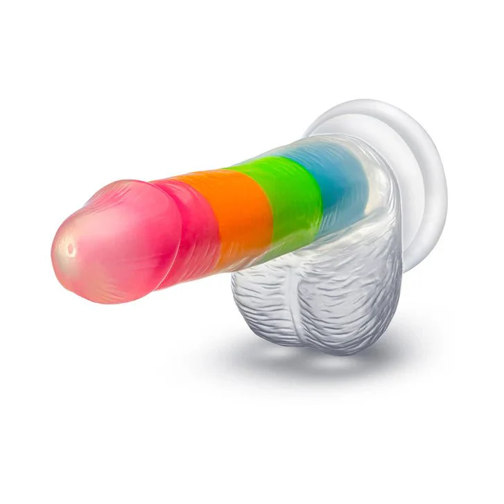 Neo Elite Glow-in-the-Dark 6.5" Rainbow Rave Silicone Dildo - Image 2