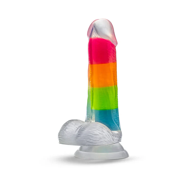 Neo Elite Glow-in-the-Dark 6.5" Rainbow Rave Silicone Dildo - Image 3