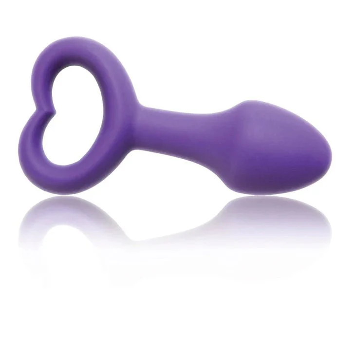 OhMiBod LoveLife Explore 3.5" Purple Heart Silicone Butt Plug - Image 2
