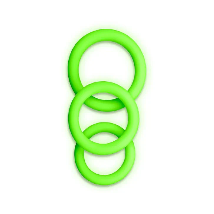 Ouch! Glow in the Dark 3-Piece Silicone Cock ring Set