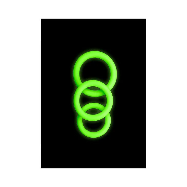 Ouch! Glow in the Dark 3-Piece Silicone Cock ring Set - Image 2