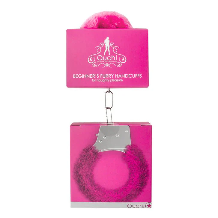 Ouch! Beginners Quick-Release Furry Hot Pink Handcuffs - Image 3