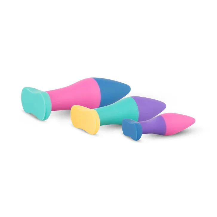 Multicolor 3-Piece Silicone Butt Plug Set - Image 3
