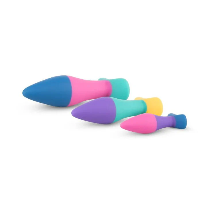Multicolor 3-Piece Silicone Butt Plug Set - Image 4