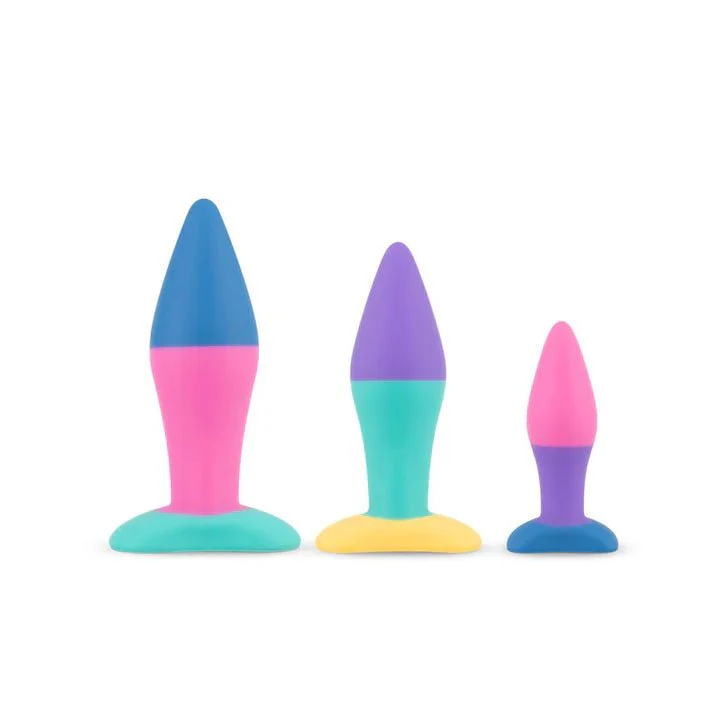 Multicolor 3-Piece Silicone Butt Plug Set - Image 5