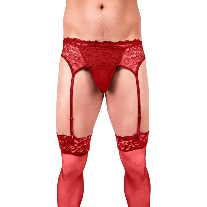 Prowler Men's Black Lace Thong and Garter Belt with Stockings - Image 5