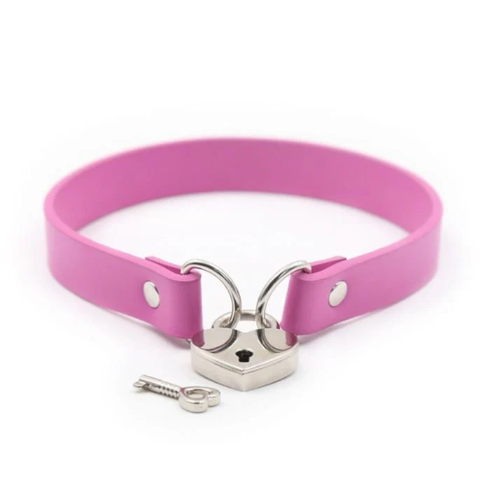Ple'sur PVC Collar With Heart Lock & Key - All Colors - Image 3