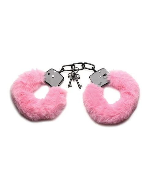 Soft Pink Faux Fur Double-Locking Handcuffs