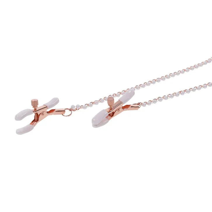 Peaches 'n CreaMe BDSM Collar with Rose Gold Nipple Clamps - Image 3