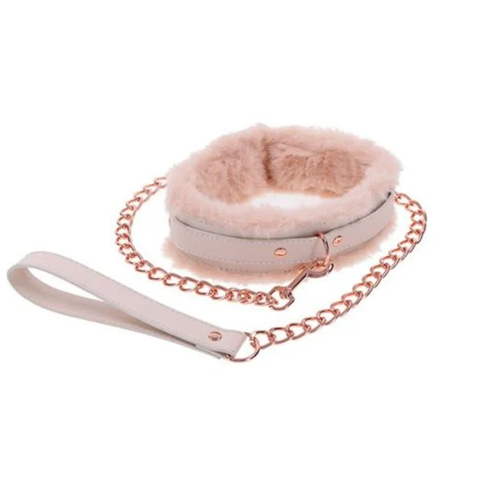 Peaches 'n CreaMe Faux Fur-Lined BDSM Collar & Rose Gold Leash - Image 2