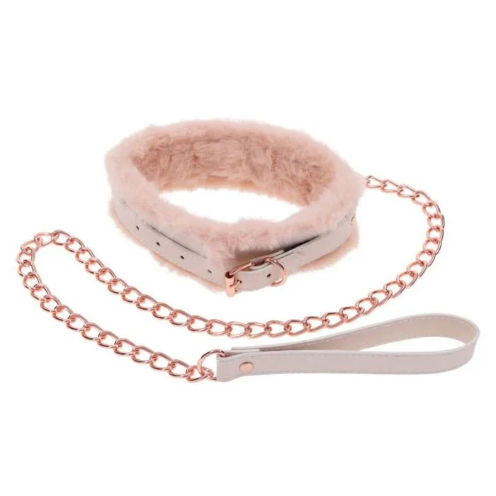 Peaches 'n CreaMe Faux Fur-Lined BDSM Collar & Rose Gold Leash - Image 3