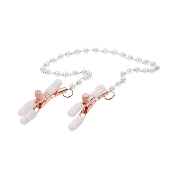 Peaches 'n CreaMe Rose Gold and Pearl Connected Nipple Clamps