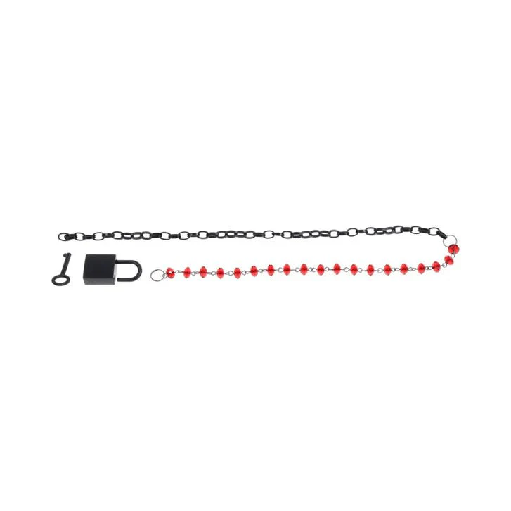 Sex & Mischief Ex's & Oh's Crystal BDSM Choker with Lock - Image 2