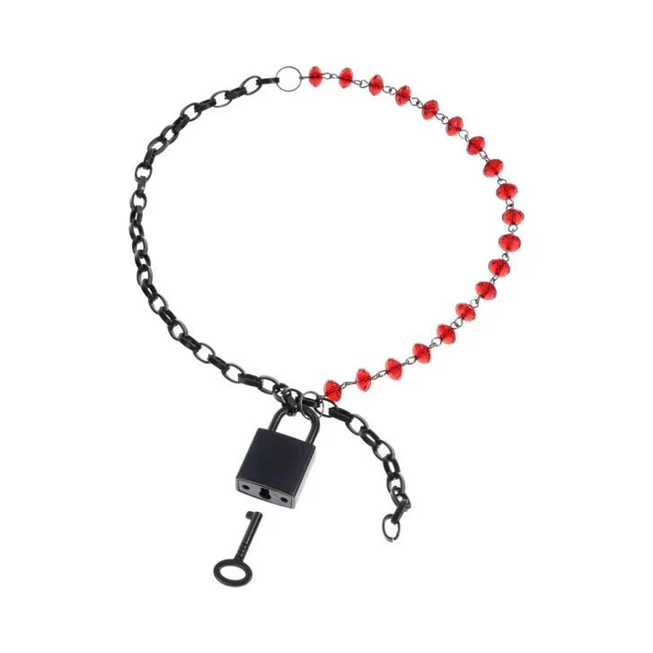 Sex & Mischief Ex's & Oh's Crystal BDSM Choker with Lock - Image 3
