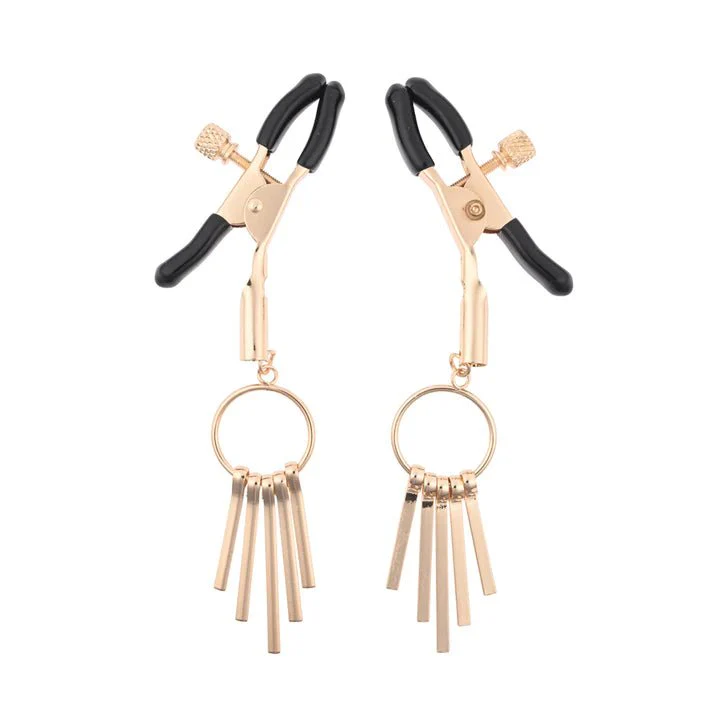 Sex & Mischief Verge Black and Gold Dangling Nipple Clamps
