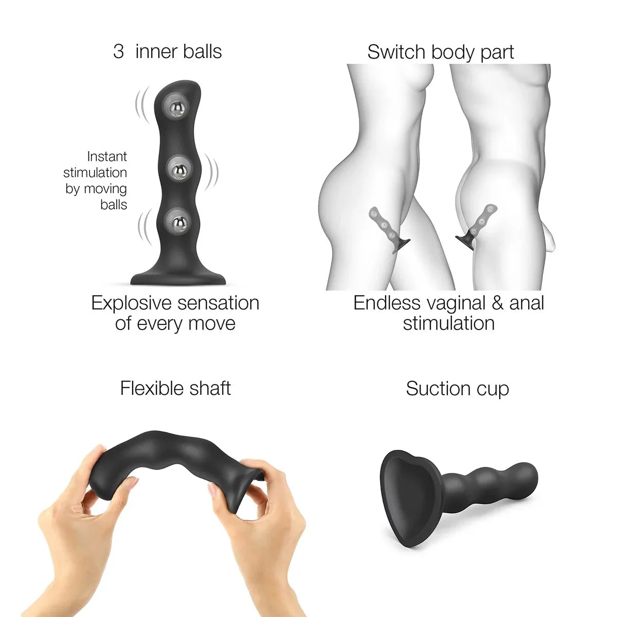 Strap-On-Me Geisha Balls Silicone XL 6.1" Dildo - Image 3
