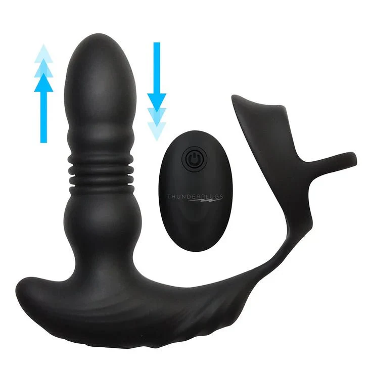Thunderplugs Remote Controlled Thrusting P-Spot VIbrator with Cock & Ball Ring - Image 5