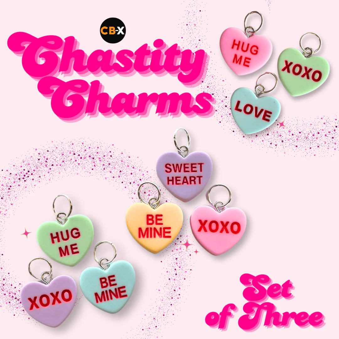 Valentine's Day Conversation Heart Chastity Cage Charms - 3 pack - Image 3